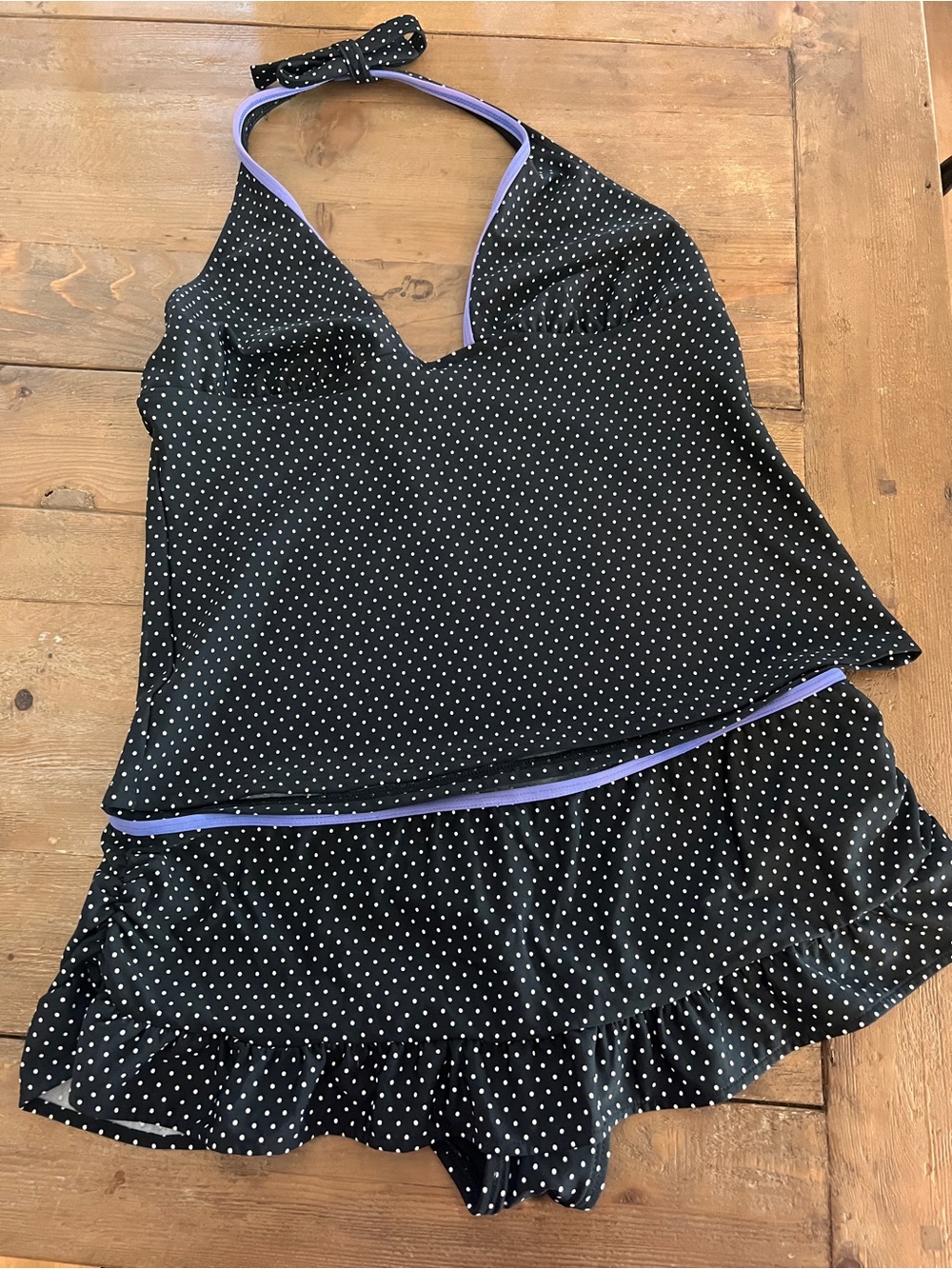 Vintage Norma Kamali Miracle brands Polka Dot halter tankini Set